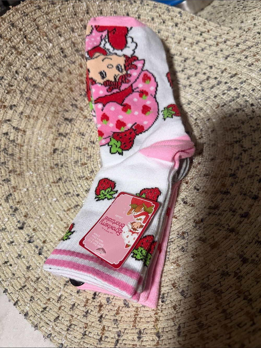 Strawberry Shortcake 3pair crew socks Pink & White Socks